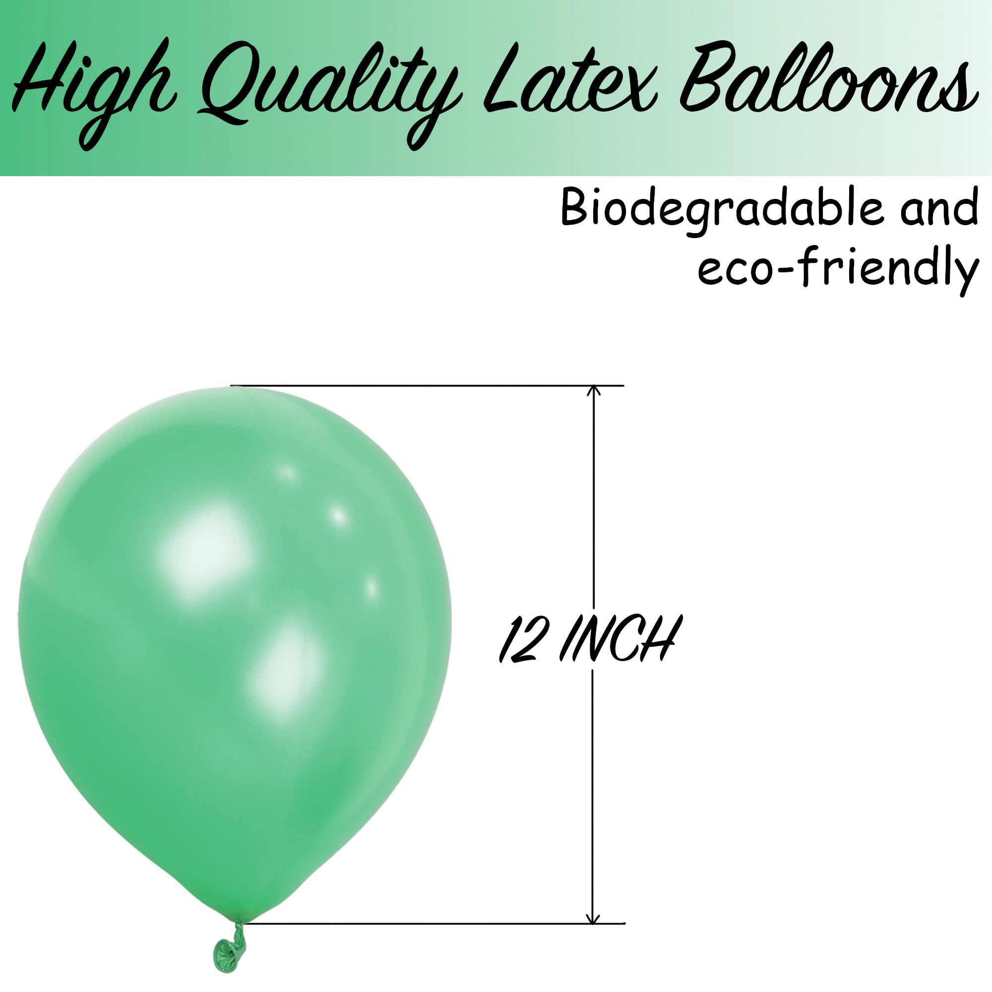 SHATCHI Green Balloons - 10 Pack, 12 Inch Thick Latex, Biodegradable Helium Party Balloons 3