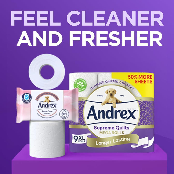 Andrex Supreme Quilts Mega Toilet Roll - 9 Rolls (13.5 Standard Rolls Equivalent)