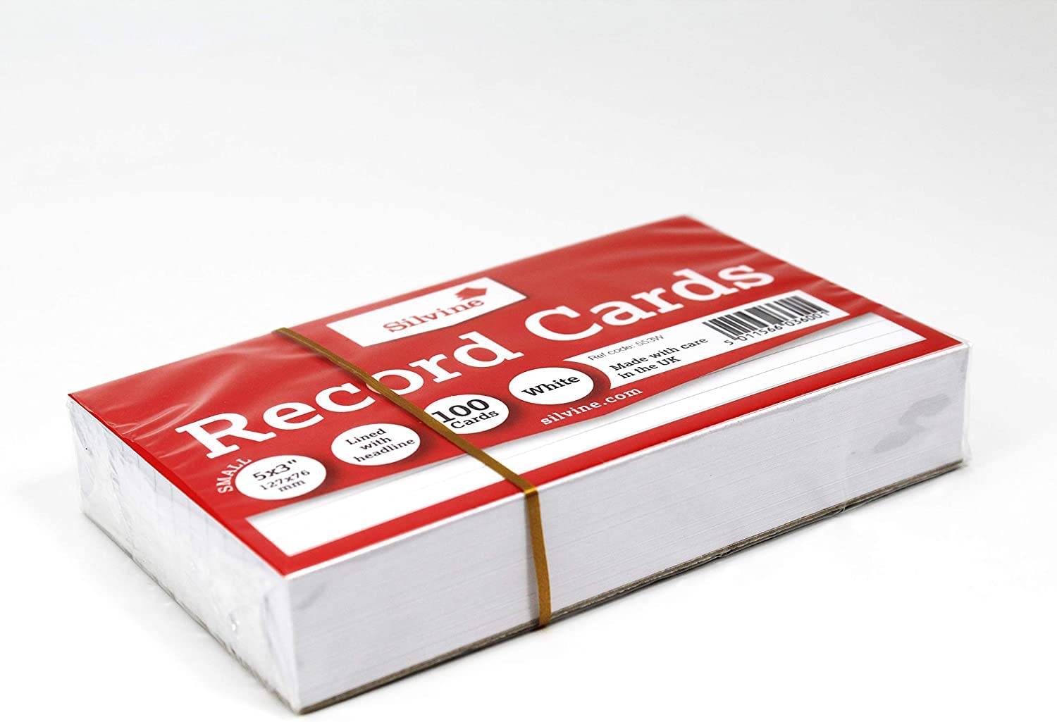 Silvine Record Cards - 5x3 Inch | Lined with Headline | 100 Cards per Pack | White 3