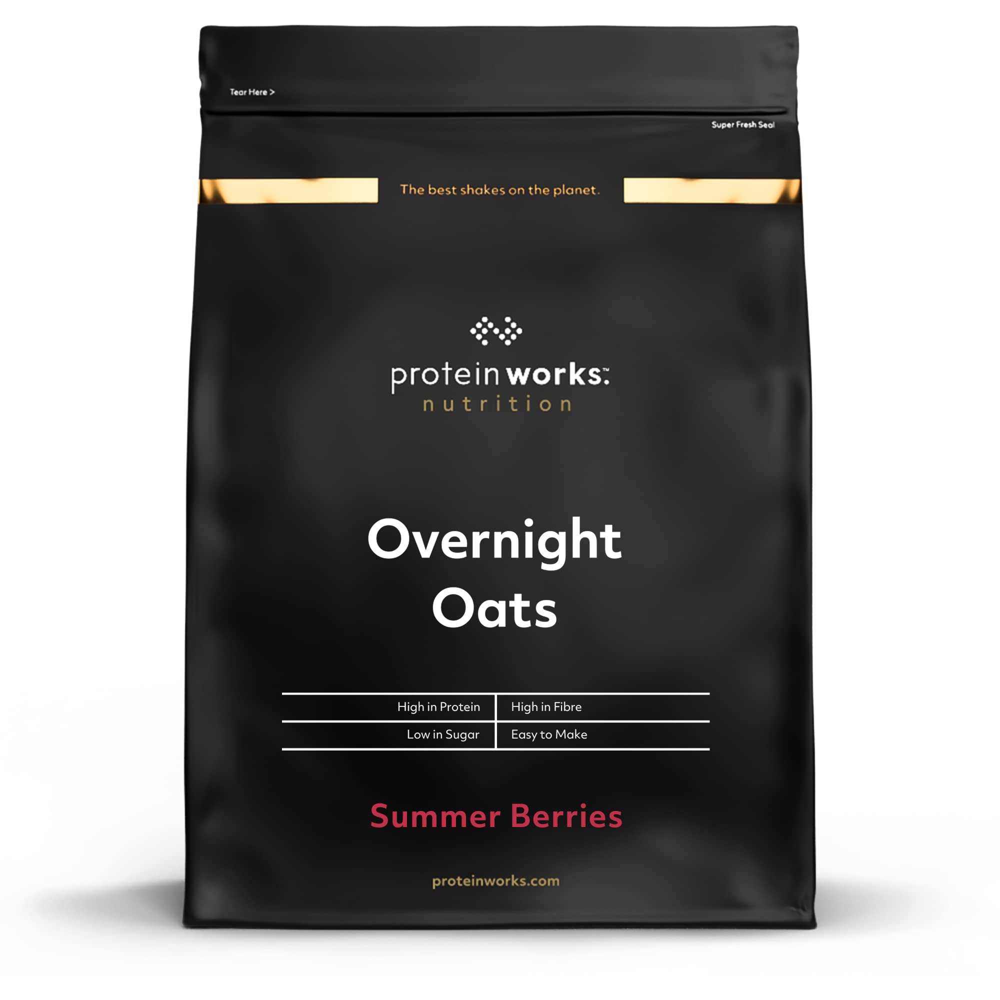 Protein Works Overnight Oats - Summer Berries High Protein Breakfast, 500 g