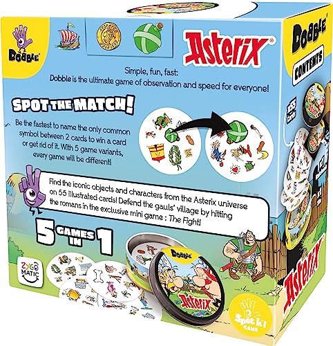 Asmodee Dobble Asterix Kids Card Game – 2-8 Players, Ages 6+, 15-Minute Play Time