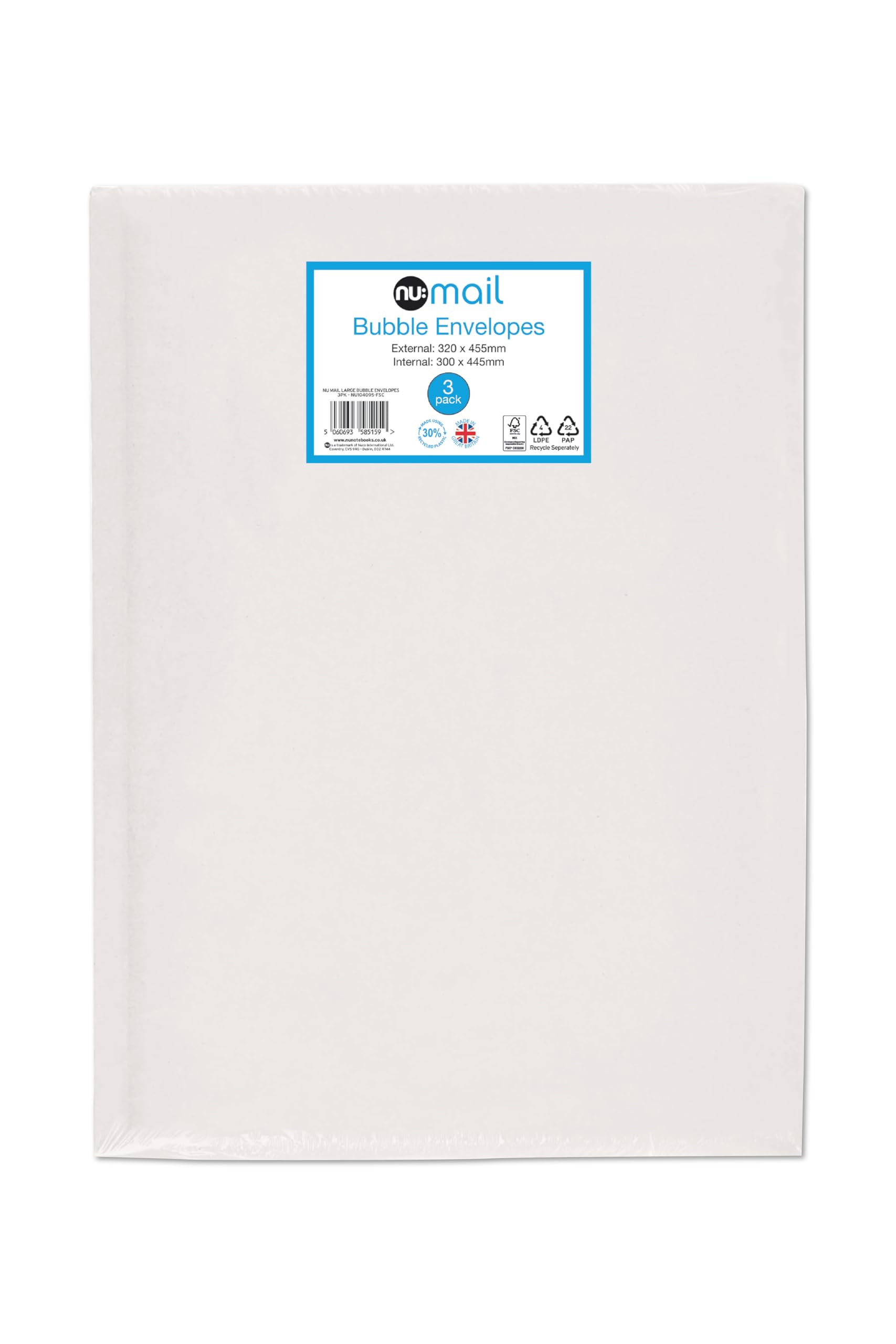 nu: Large Padded Bubble Envelope Mailers - 3 Pack | Self-Seal Protective Packaging | White 1