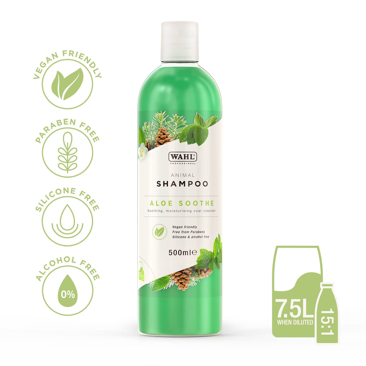 Wahl Aloe Soothe Animal Shampoo - Hypoallergenic Gentle Coat Cleanser Concentrate | 500ml