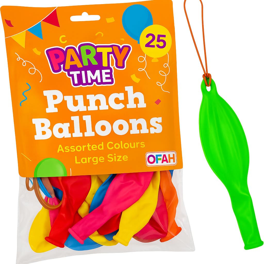Vivo Technologies 25 Pack Large Punch Balloons – Thick & Strong Elastic Latex for Kids