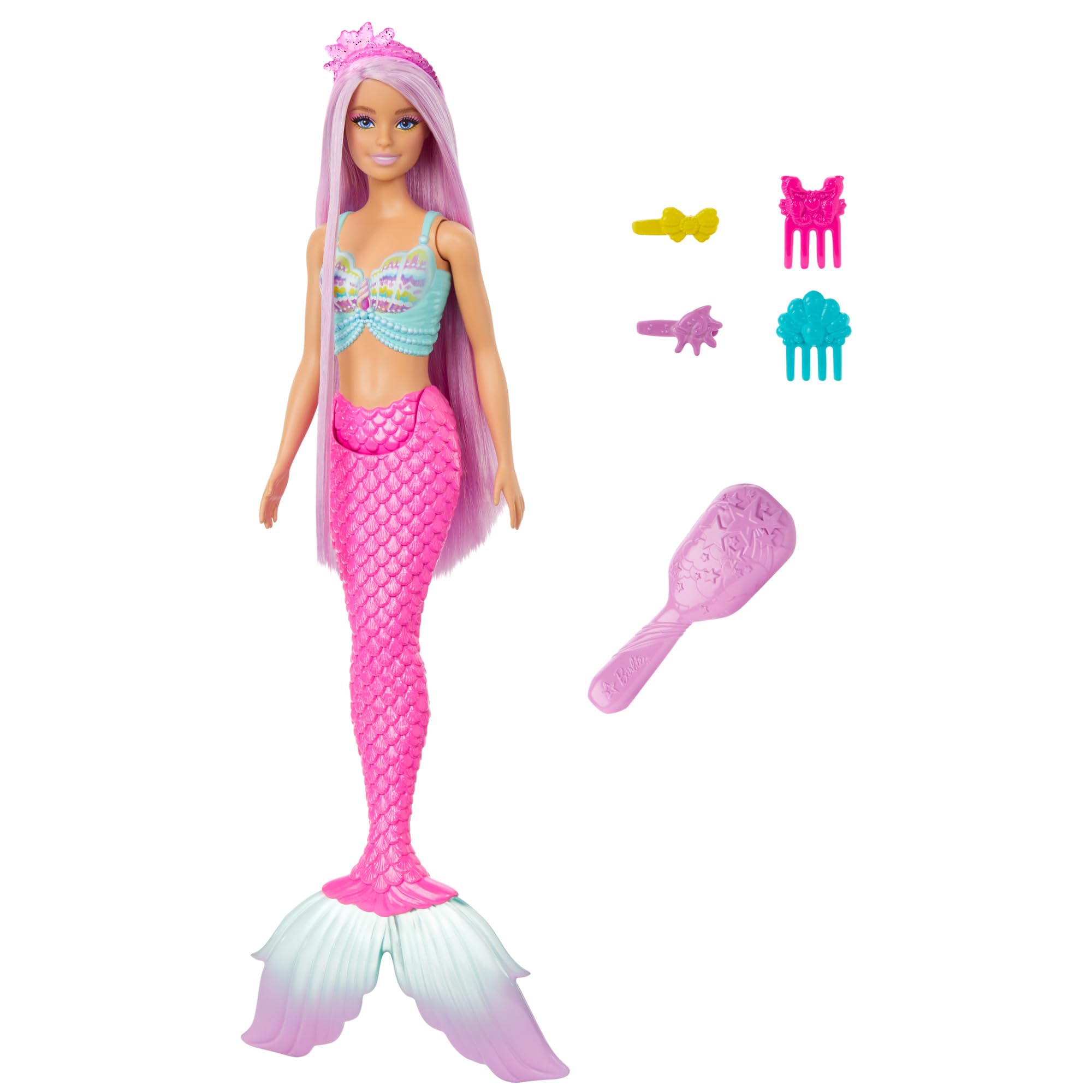 Barbie Mermaid Doll with 7-Inch Pink Fantasy Hair & Styling Accessories - Inspired by A Touch of Magic