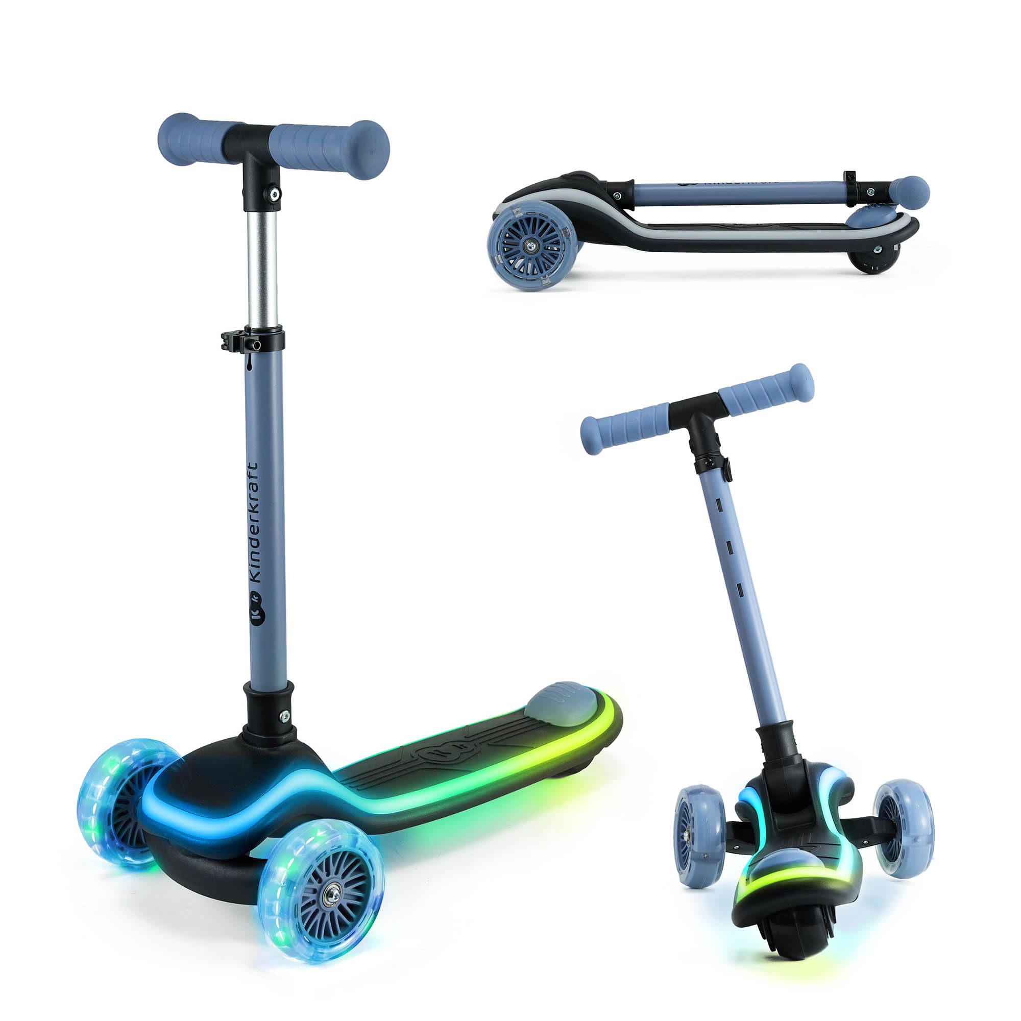 Kinderkraft RAKET LED Scooter for Children 2+ | 3-Wheel Balance | Adjustable Handlebar