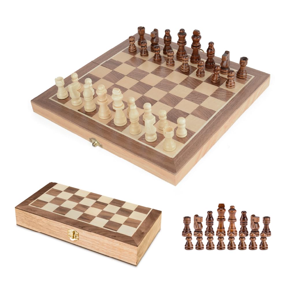 Toyrific Foldable Wooden Chess Travel Set - Classic Edition | Portable | 2 Players 1