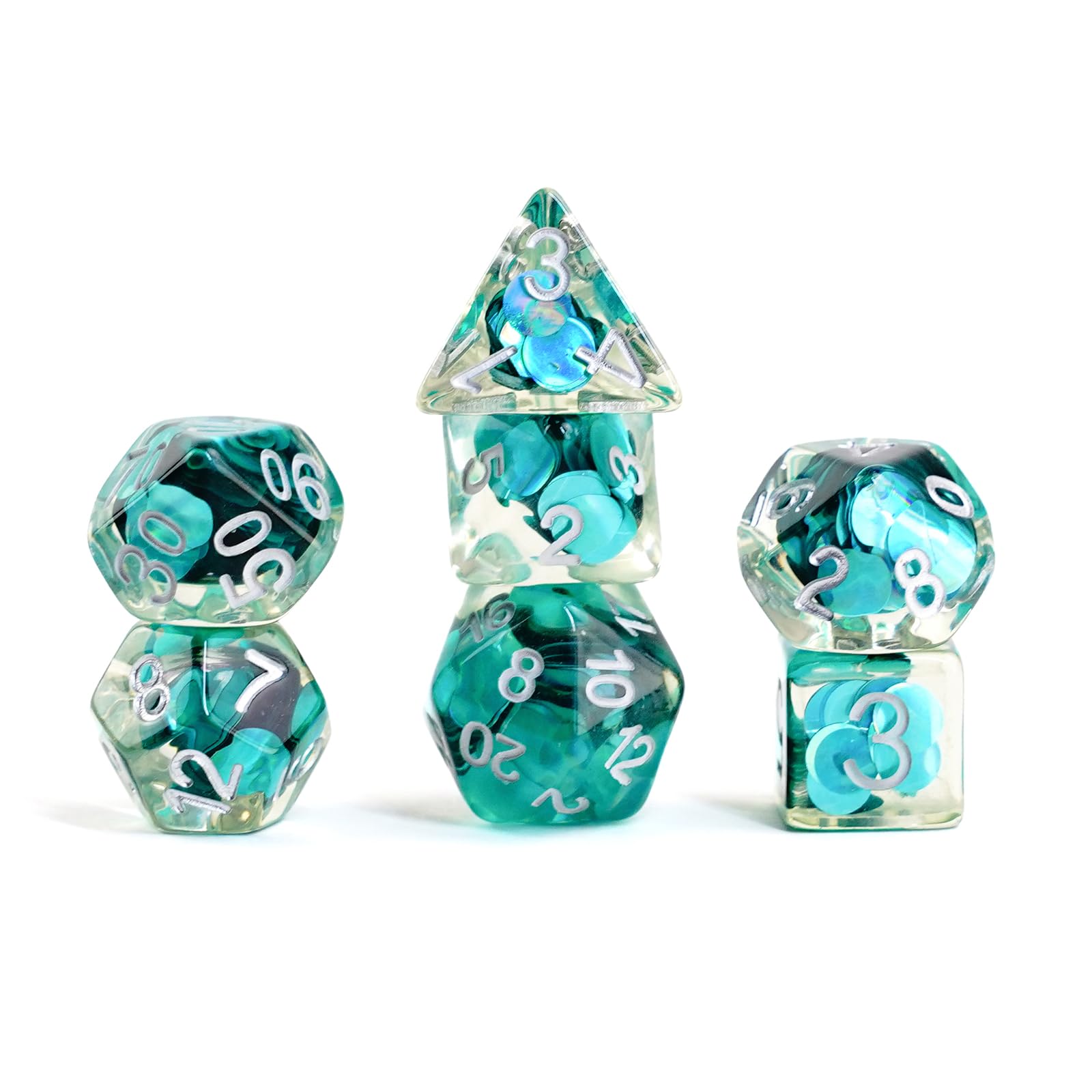 Metallic Dice Games Mermaid Scales 16mm Resin Polyhedral RPG Dice Set | 7 Pieces