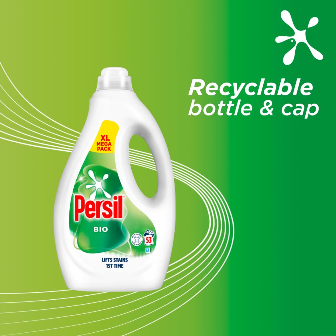 Persil Bio Laundry Washing Liquid Detergent - Tough Stain Removal | 1.43L | Fresh Scent 5