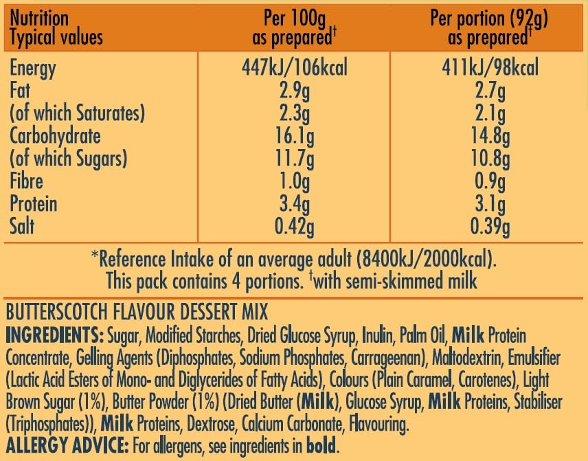 Angel Delight Smooth & Creamy Butterscotch Flavour Instant Dessert Mix 59g 2