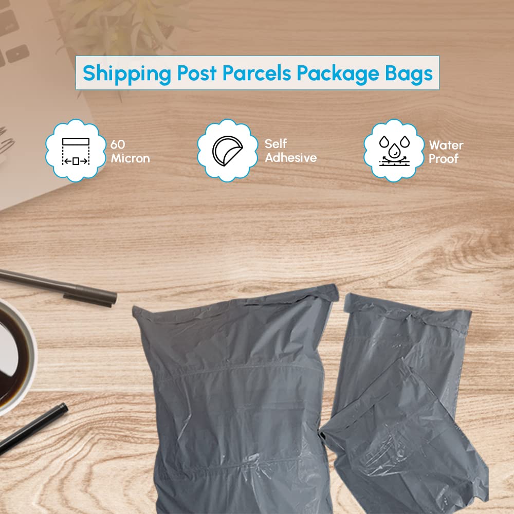 1ABOVE Grey Poly Postal Self Seal Bags - 50 Pack, 10x14 Inch, Water Resistant 3