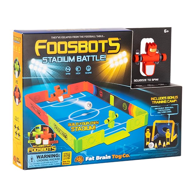 Fat Brain Toys Foosbots Stadium Battle - Spinning Robot Tabletop Football Game 3