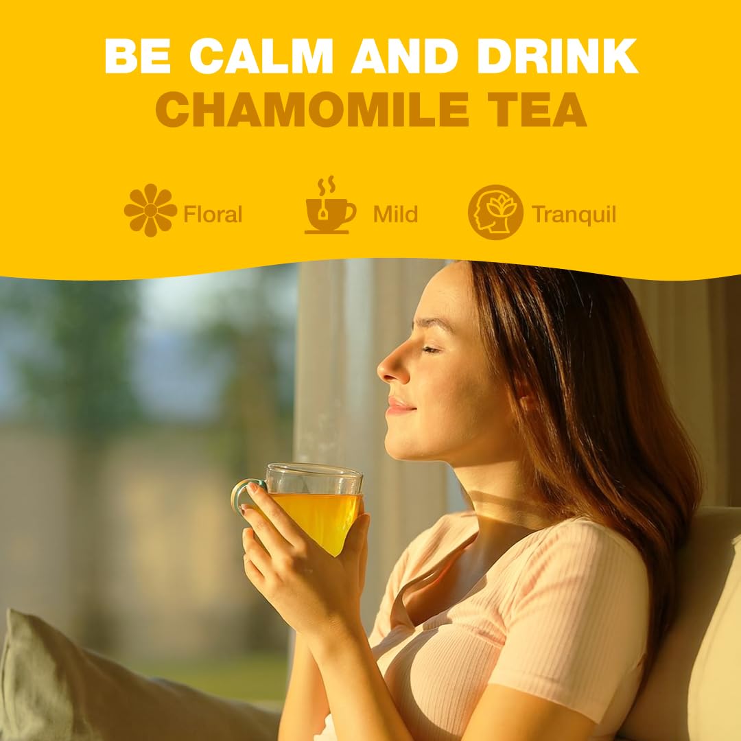 HANDPICK Chamomile Tea Bags (100 Herbal Tea Bags) Caffeine Free | Floral 3