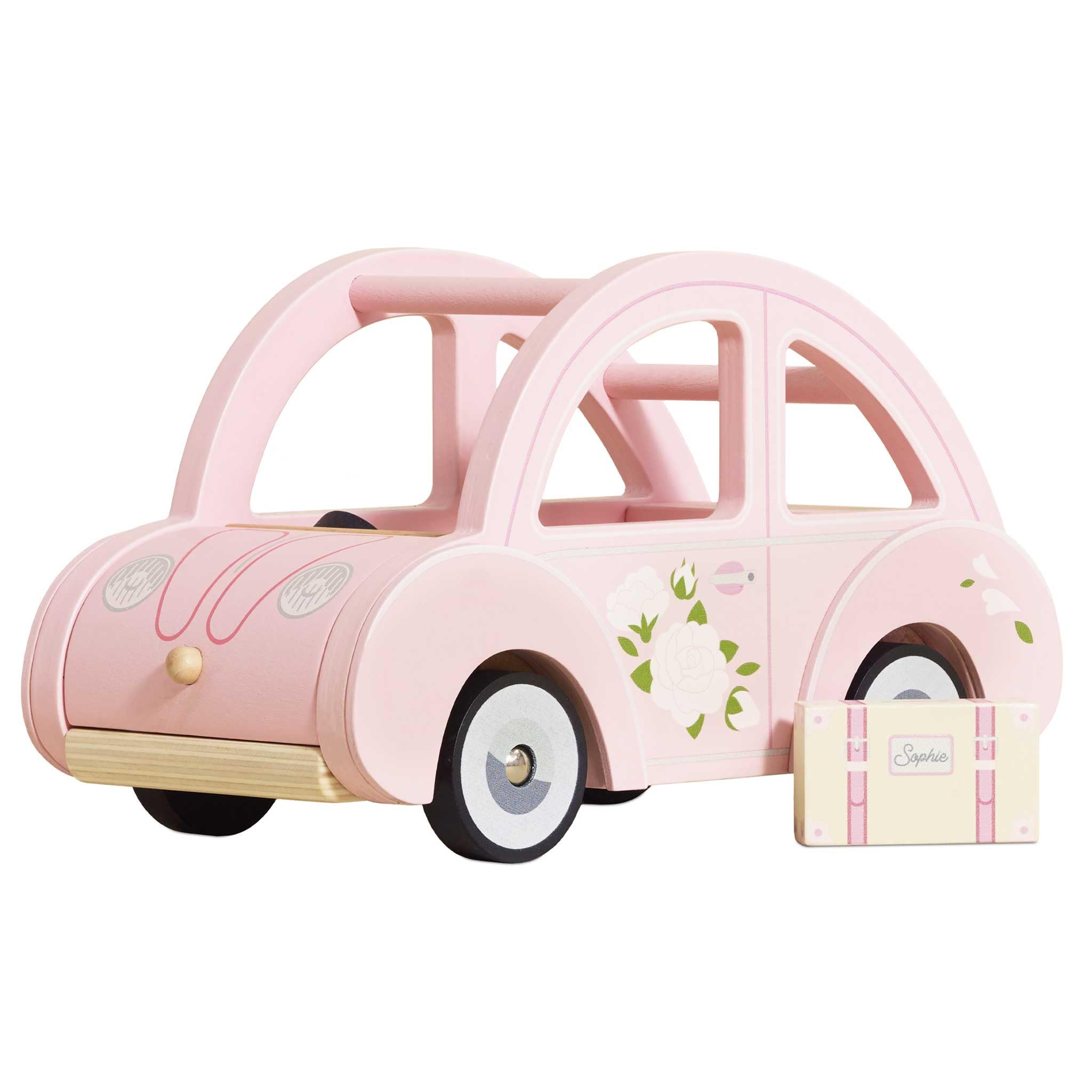 Le Toy Van Sophie's Car Play Set - Wooden Dollhouse Furniture | Pink, Ages 2+ 1