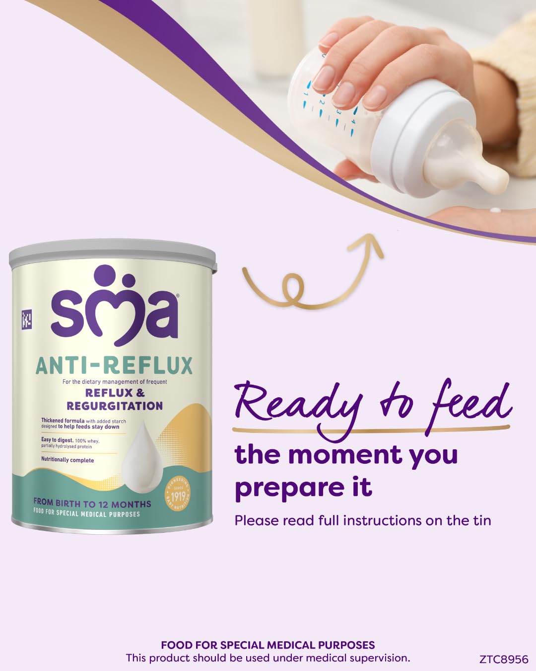 SMA Nutrition Anti-Reflux Powder Baby Formula - For Frequent Reflux | 800g 3