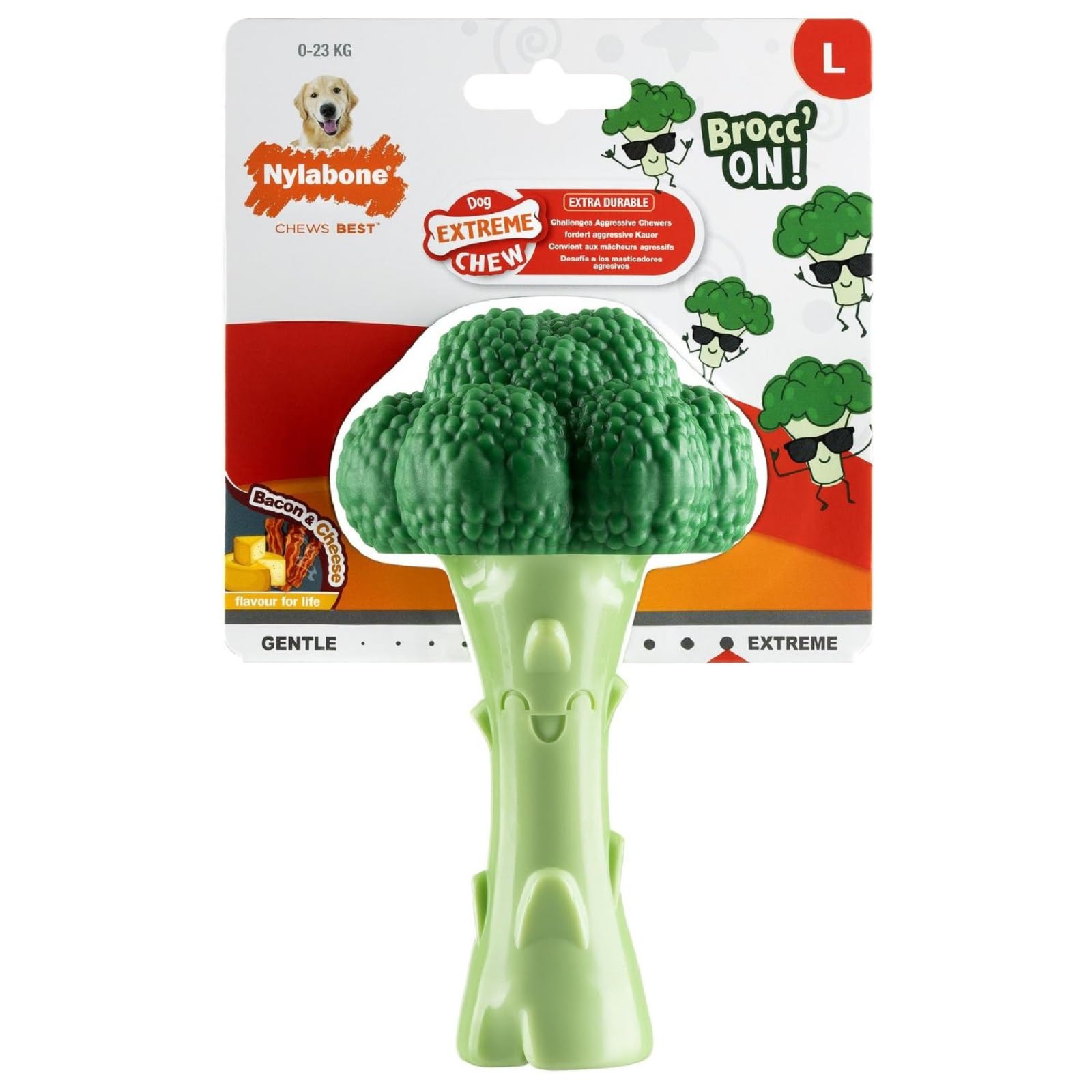 Nylabone Extreme Chewers Broccoli Dog Chew Toy - Bacon & Cheese Scent, Large 1