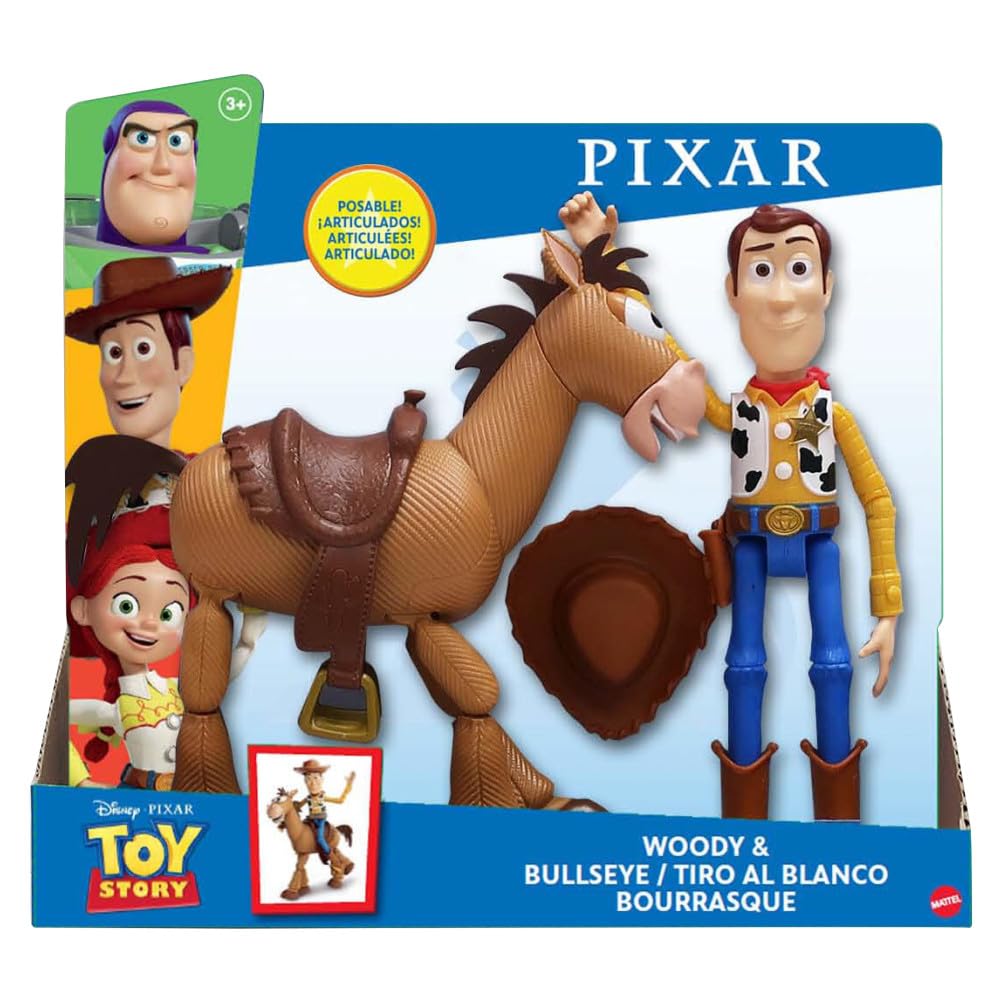 Mattel Disney Pixar Toy Story 4 Woody and Bullseye Action Figure 2-Pack, Movie-Inspired Scale, Ages 3+ 6