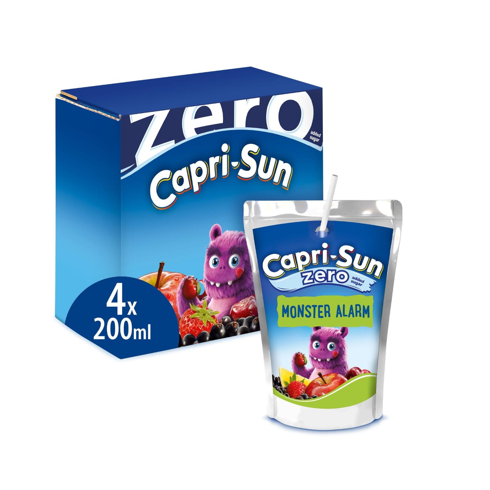 Capri-Sun Zero Monster Alarm Kids' Juice Drink - Apple, Blackcurrant & Cherry | 4 x 200ml Pouches