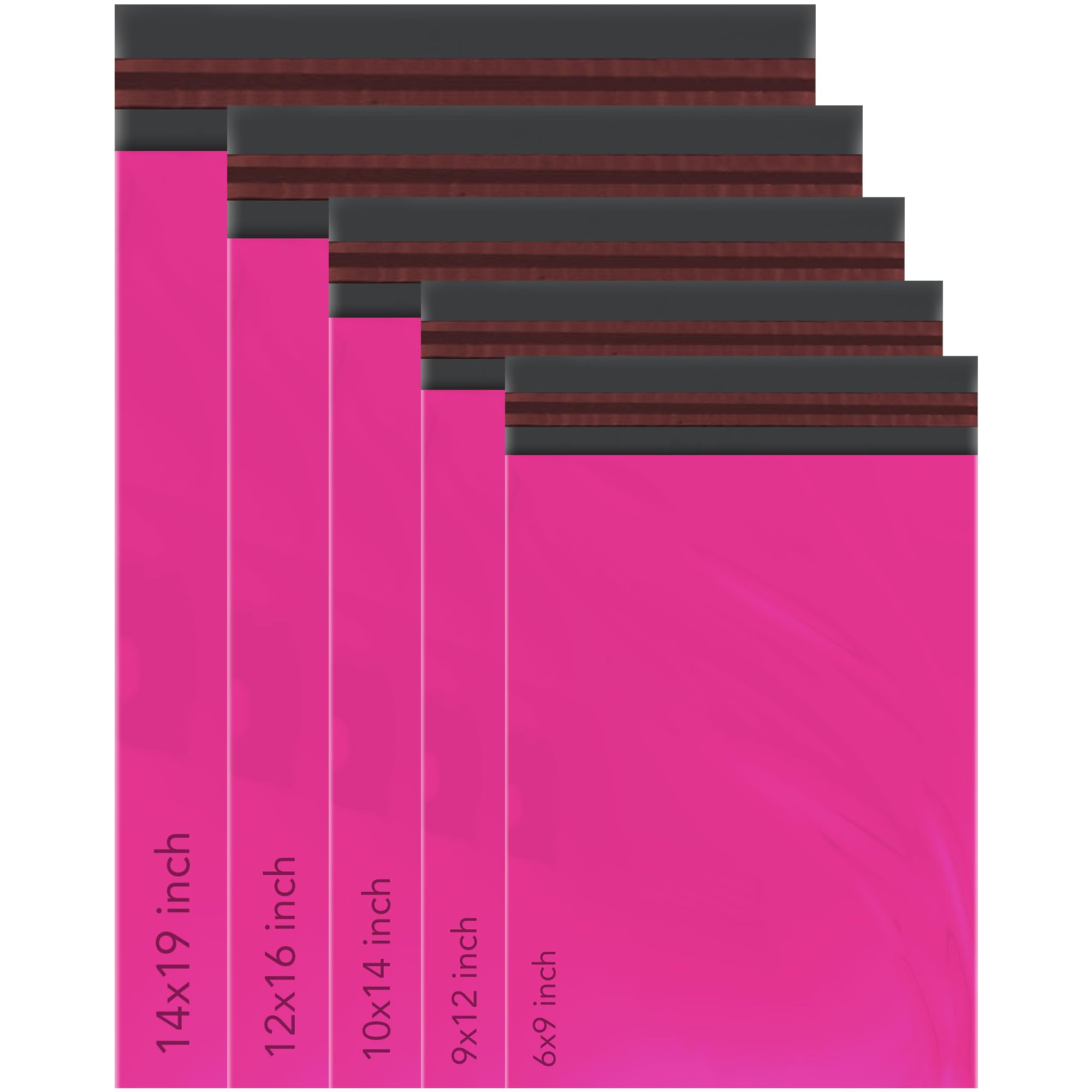 iSOUL Hot Pink Parcel Bags - 50 Count Mixed Sizes (6x9 to 14x19 Inch) | Water Resistant