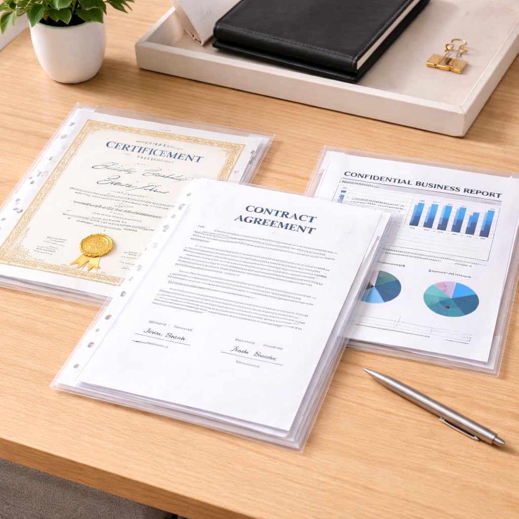 1ABOVE Premium A4 Punched Plastic Wallets - 100 Pack | 60 Micron Thick | Clear 4