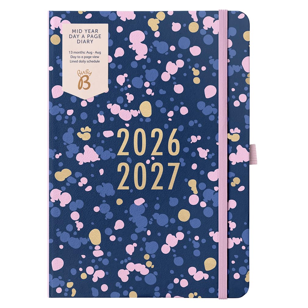 Busy B A5 Day-A-Page Academic Diary | Aug '26 - Aug '27 | Navy Spray Cover