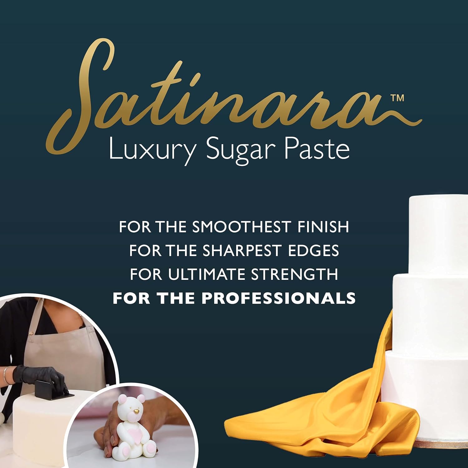 Satinara Luxury White Sugar Paste for Cakes - Palm Oil Free, Smooth Finish | 1kg 2