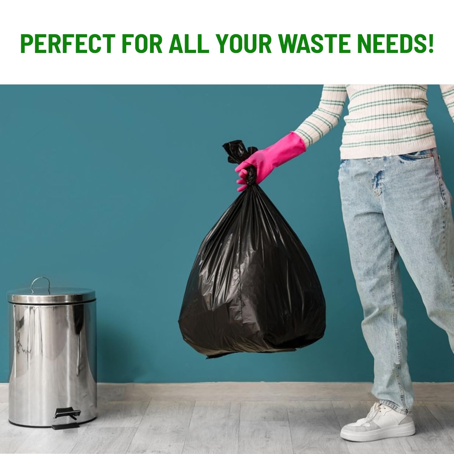 Delka Heavy Duty Black Bin Bags – 30 Micron Extra Strong Leak-Proof 75L Garbage Liners – 25 Pack