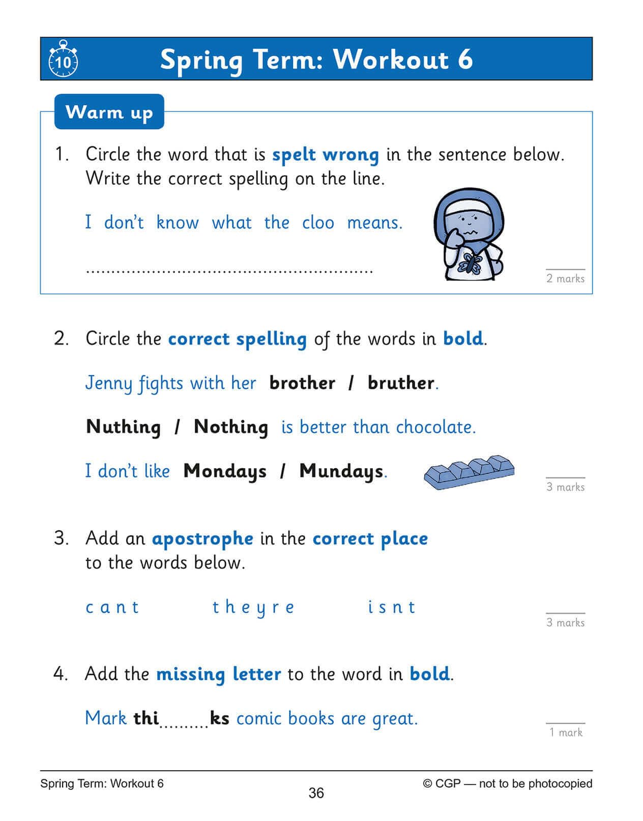 CGP Books KS1 English 10-Minute Weekly Workouts - Year 2 | Ages 6-7 | 88 Pages 4