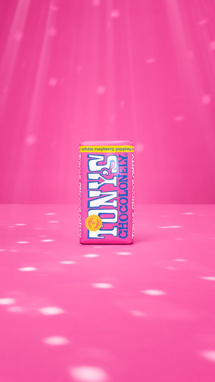 Tony's Chocolonely White Raspberry Popping Candy Chocolate Bar - 180g