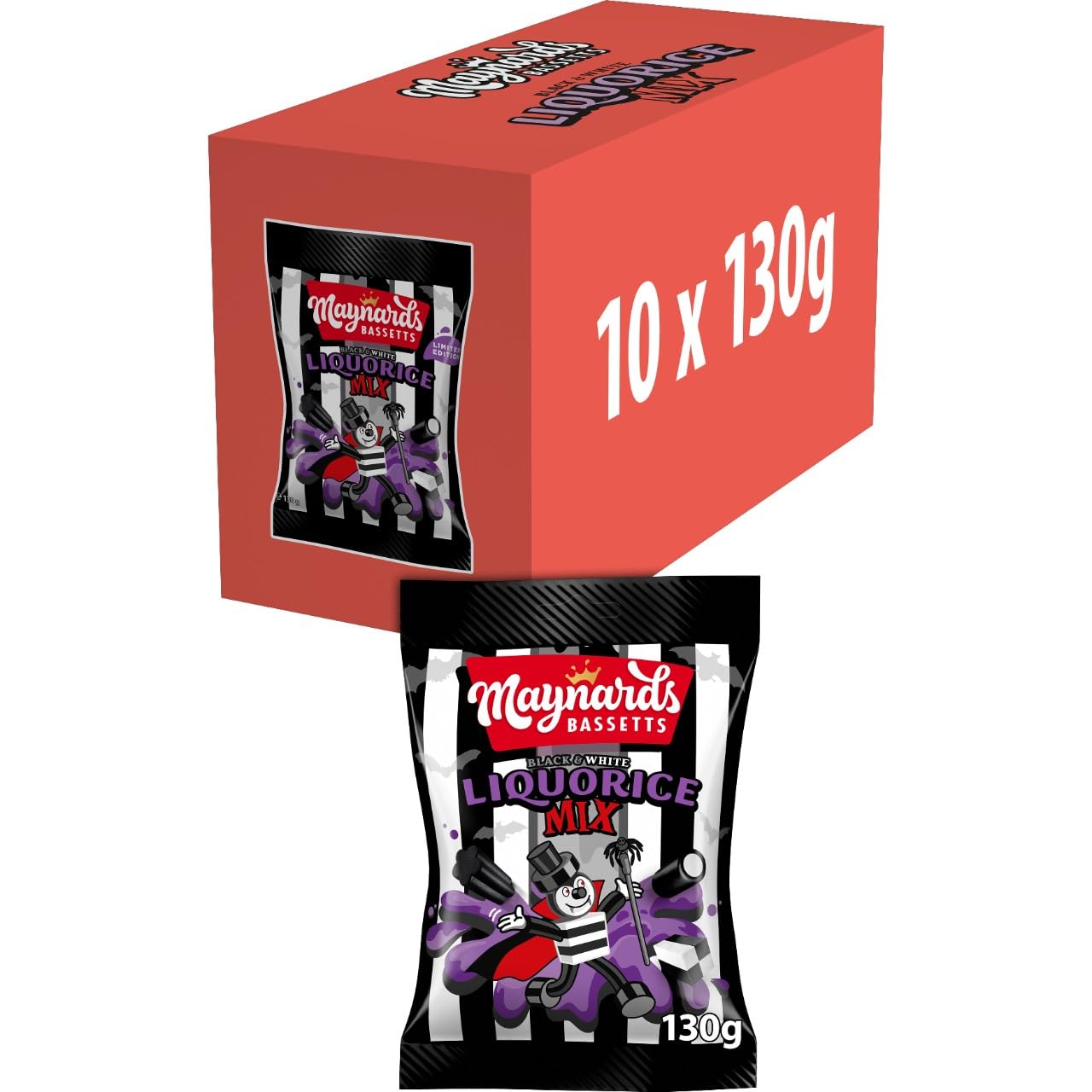 Maynards Bassetts Black & White Liquorice Mix - 10 Pack Halloween Treat Assortment