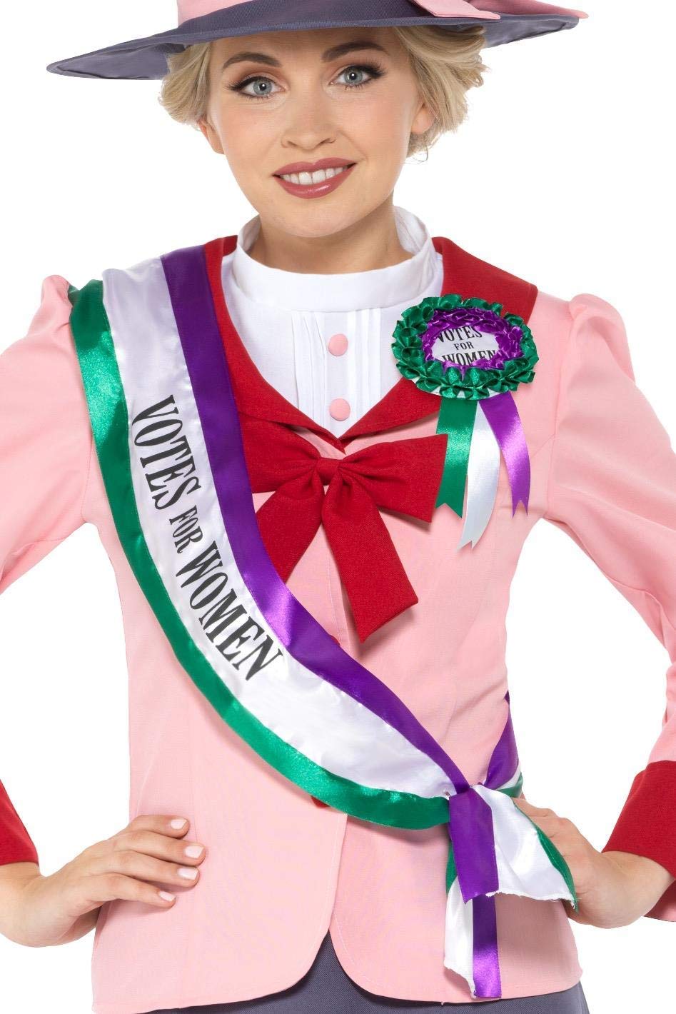 Smiffys Victorian Suffragette Kit - White & Purple Sash & Rosette | One Size | Polyester 2