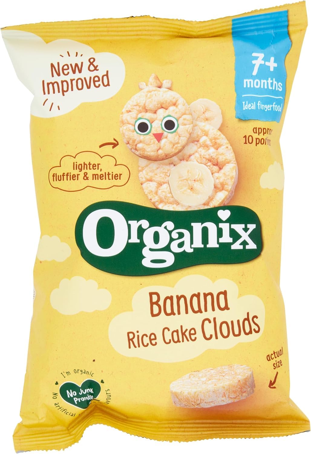 Organix Banana Rice Cake Clouds Baby Rice Cakes Finger Food Snack | 7+ Months | 40g Pack of 6 6