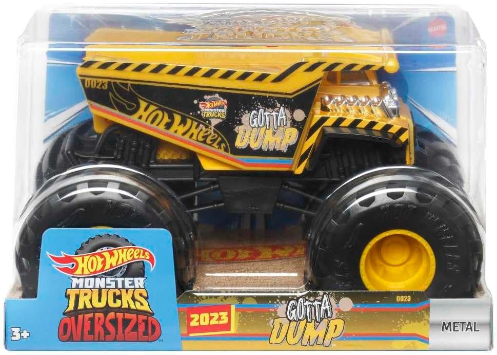 Hot Wheels Mattel Monster Trucks 1:24 Die-Cast Gotta Dump - Large Scale Monster Truck Toy for Kids, Durable Metal Construction, Assorted Models