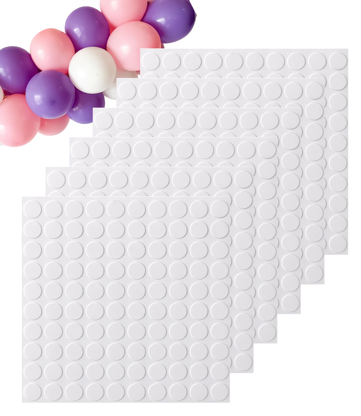 Lafefe 600pcs Circular Adhesive Dots - Extra Strong Double-Sided Glue for Balloons & Crafts | 10mm Transparent 1