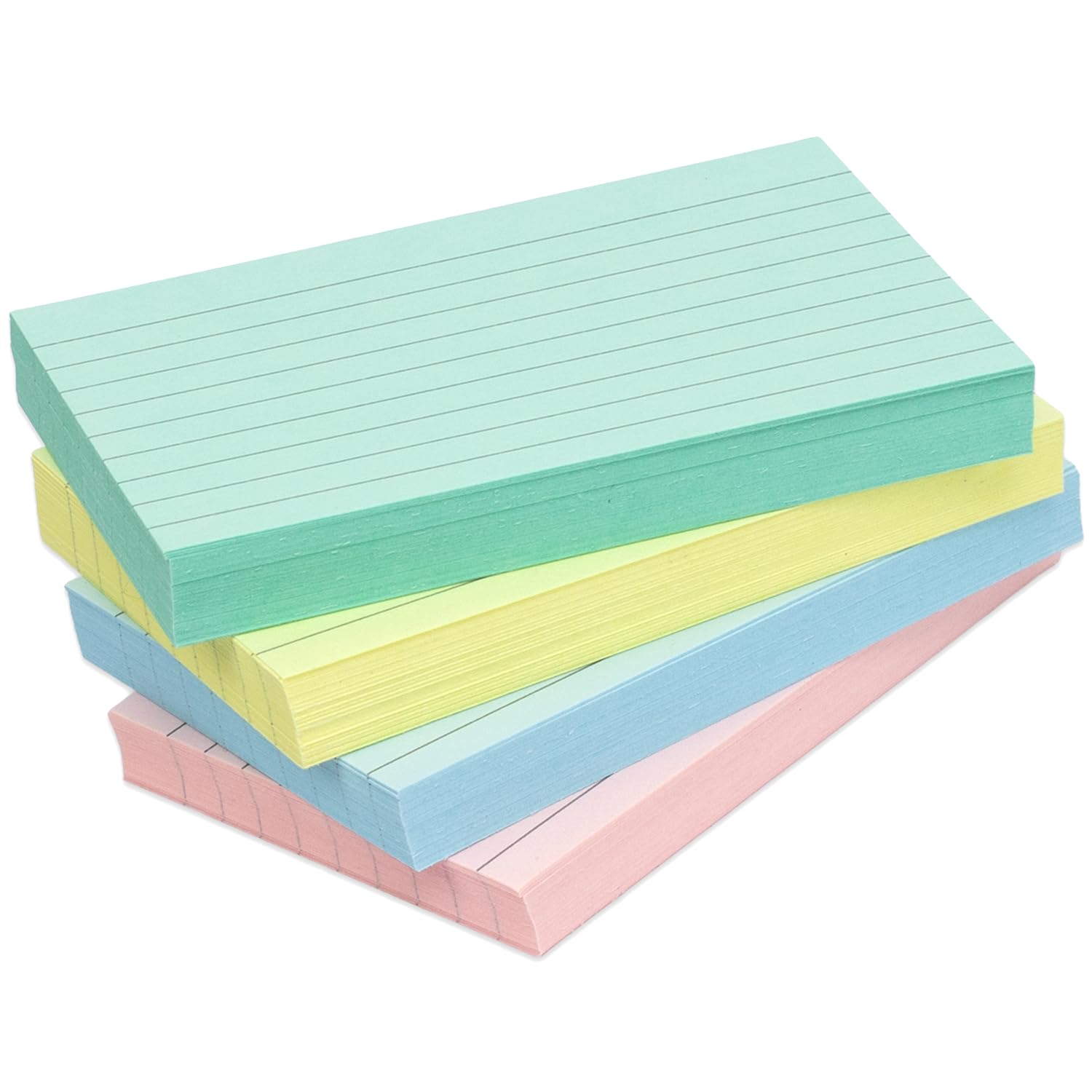 SUMMIT Index Cards - 400 Pack Lined Revision Cards | Pastel Assorted | 75 x 125 cm