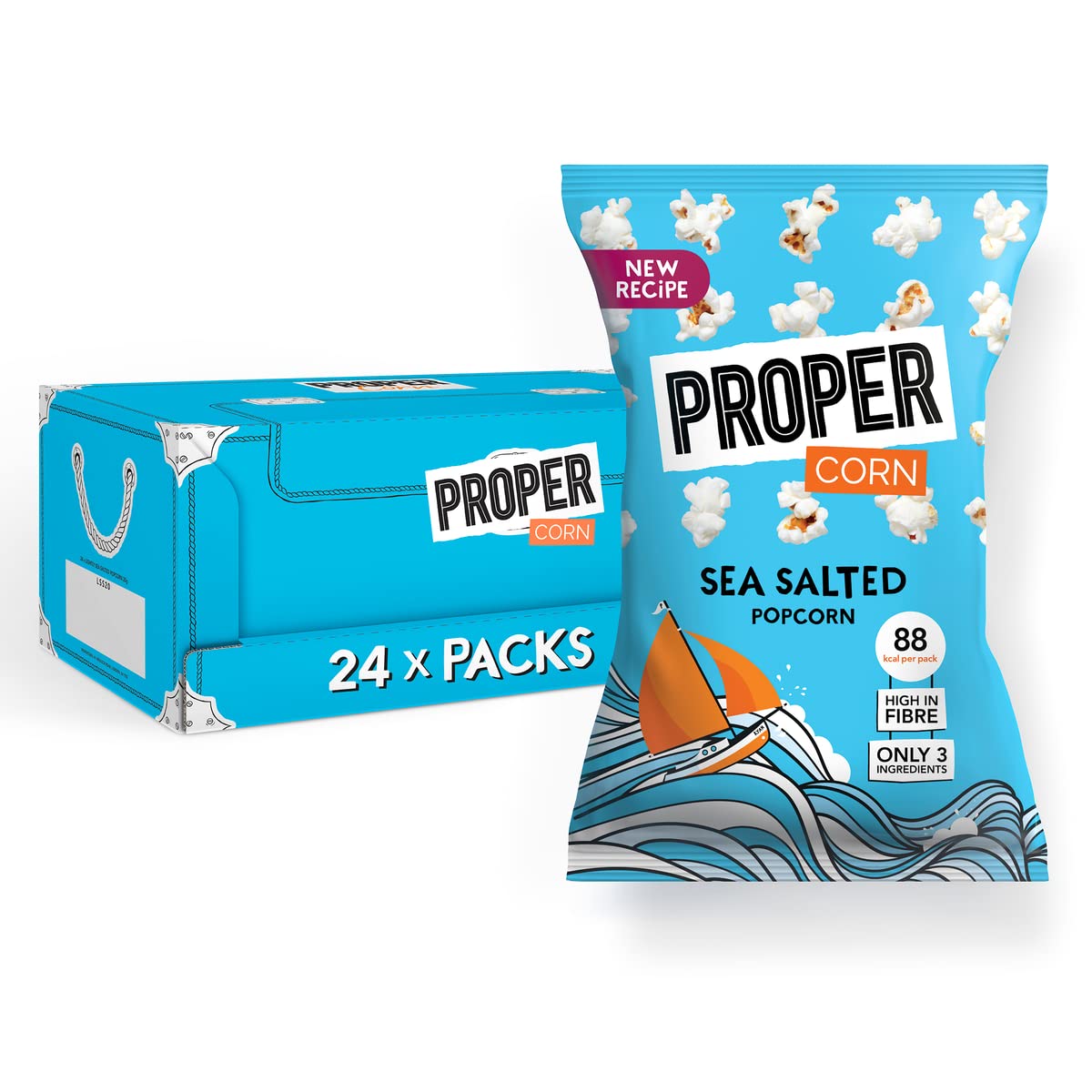 PROPER Lightly Sea Salted Popcorn 24 x 20g Snack Packs