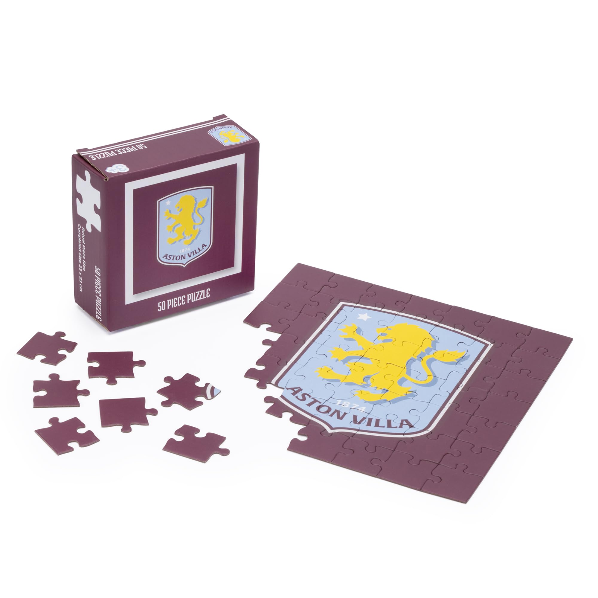 The Gift Scholars Aston Villa 50 Piece Jigsaw Puzzle - Official Licensed AVFC Crest for Kids | Ages 3+ 1
