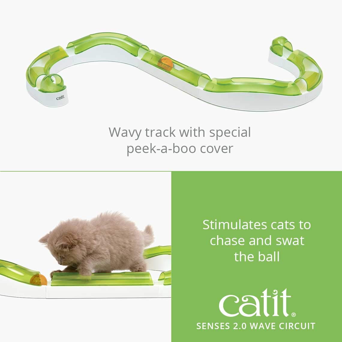 Catit Senses 2.0 Wave Circuit Interactive Cat Toy - 8-Piece Closed-Track Ball