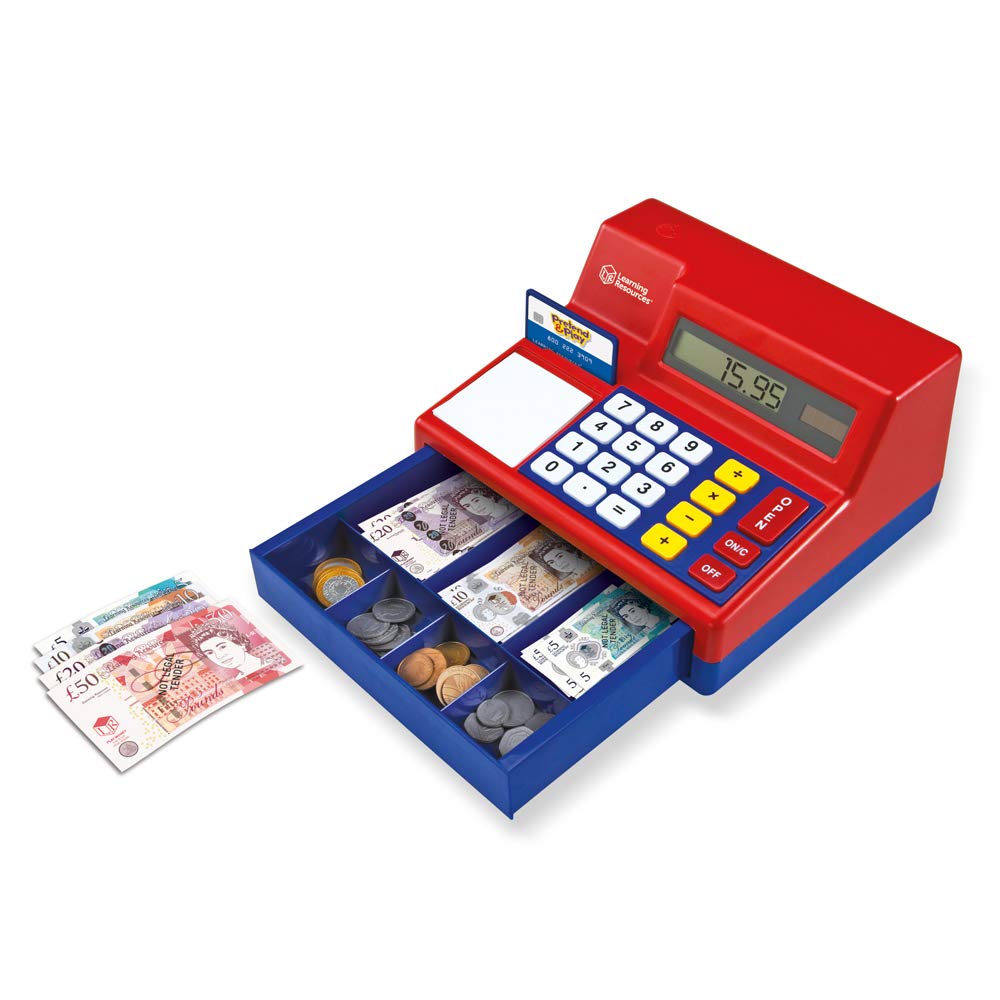 Learning Resources Pretend & Play Calculator Cash Register (UK Currency) | Solar Powered 8
