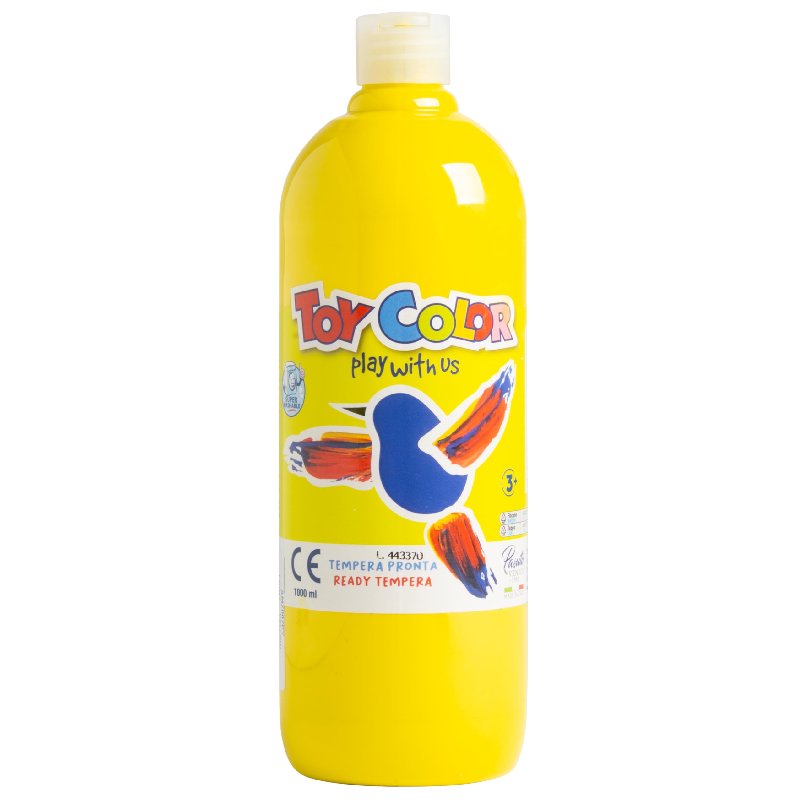 Pasuto Tempera Paint - Brilliant Yellow | 1000 ml Washable Liquid Paint for Kids