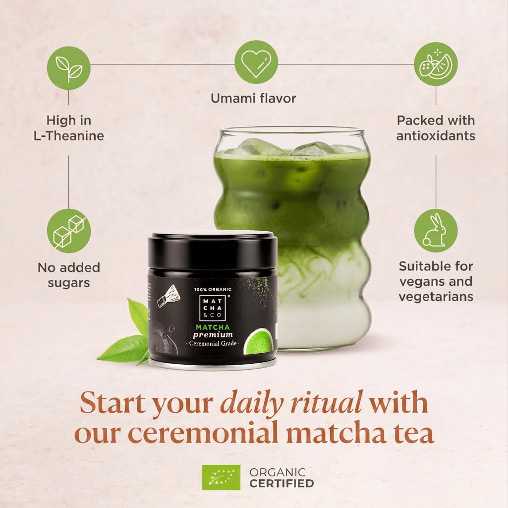 Matcha & CO Ceremonial Grade Matcha Green Tea Powder - Organic, 30g 3