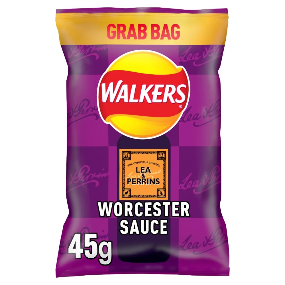 Walkers Worcester Sauce Flavour Crisps 45g (Case of 32) 1