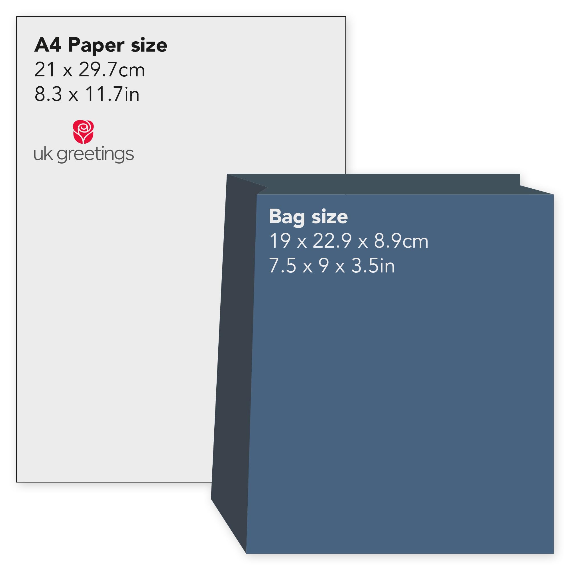 UK Greetings Medium Gift Bag - Navy with Graphite Design & Copper Foil Tag | 22.8 x 19 cm 6