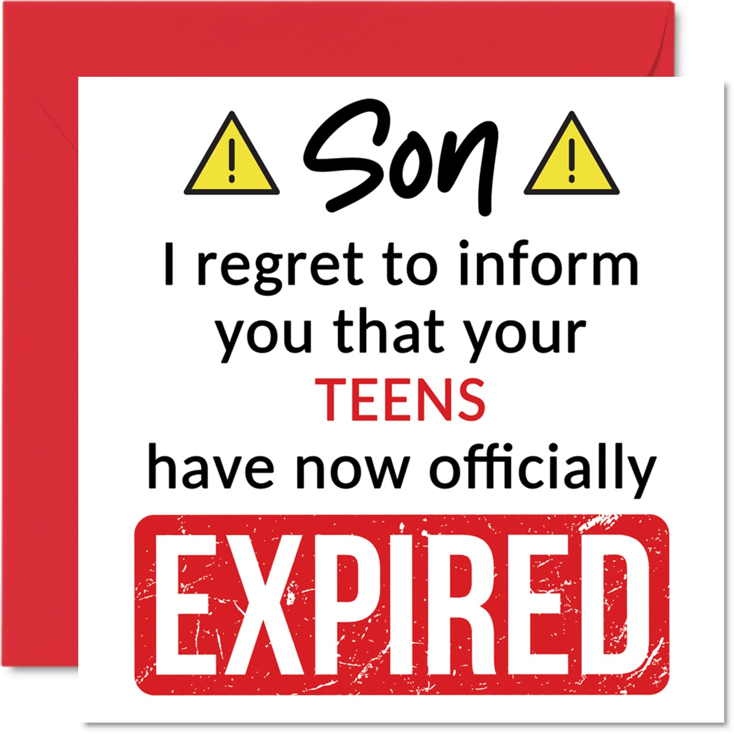 Stuff4 Funny 20th Birthday Card for Son - Teens Expired Joke | 145mm Square | Blank Inside