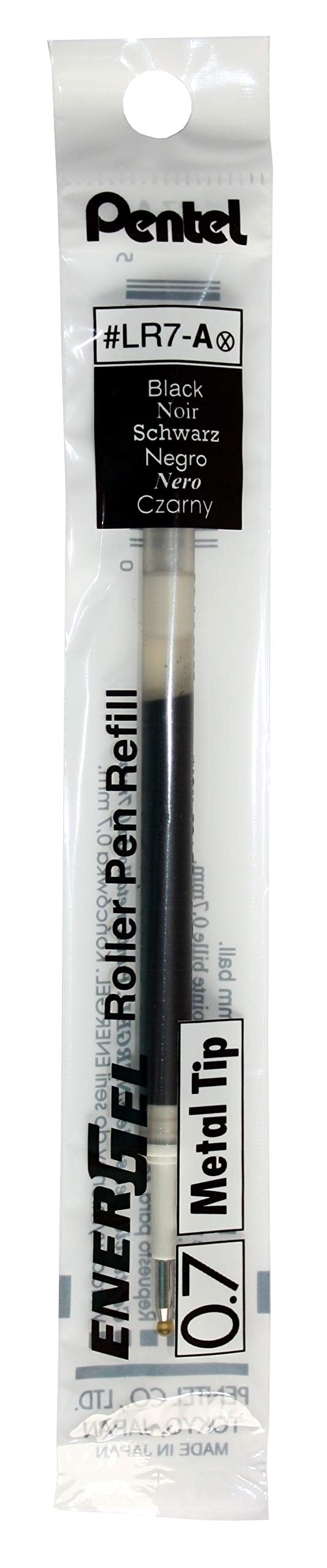 Pentel EnerGel LR7 Pen Refill - Black Liquid Gel Ink | Pack of 12 | Fast Drying