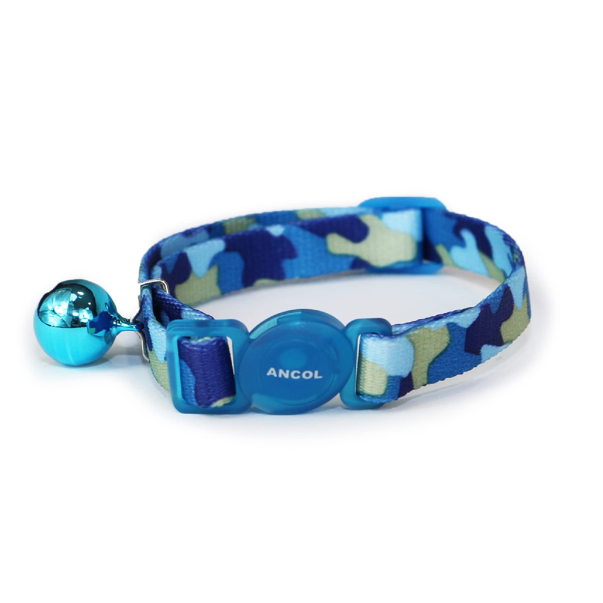 Ancol Blue Camouflage Cat Collar - Safety Buckle, Adjustable Fit | Nylon