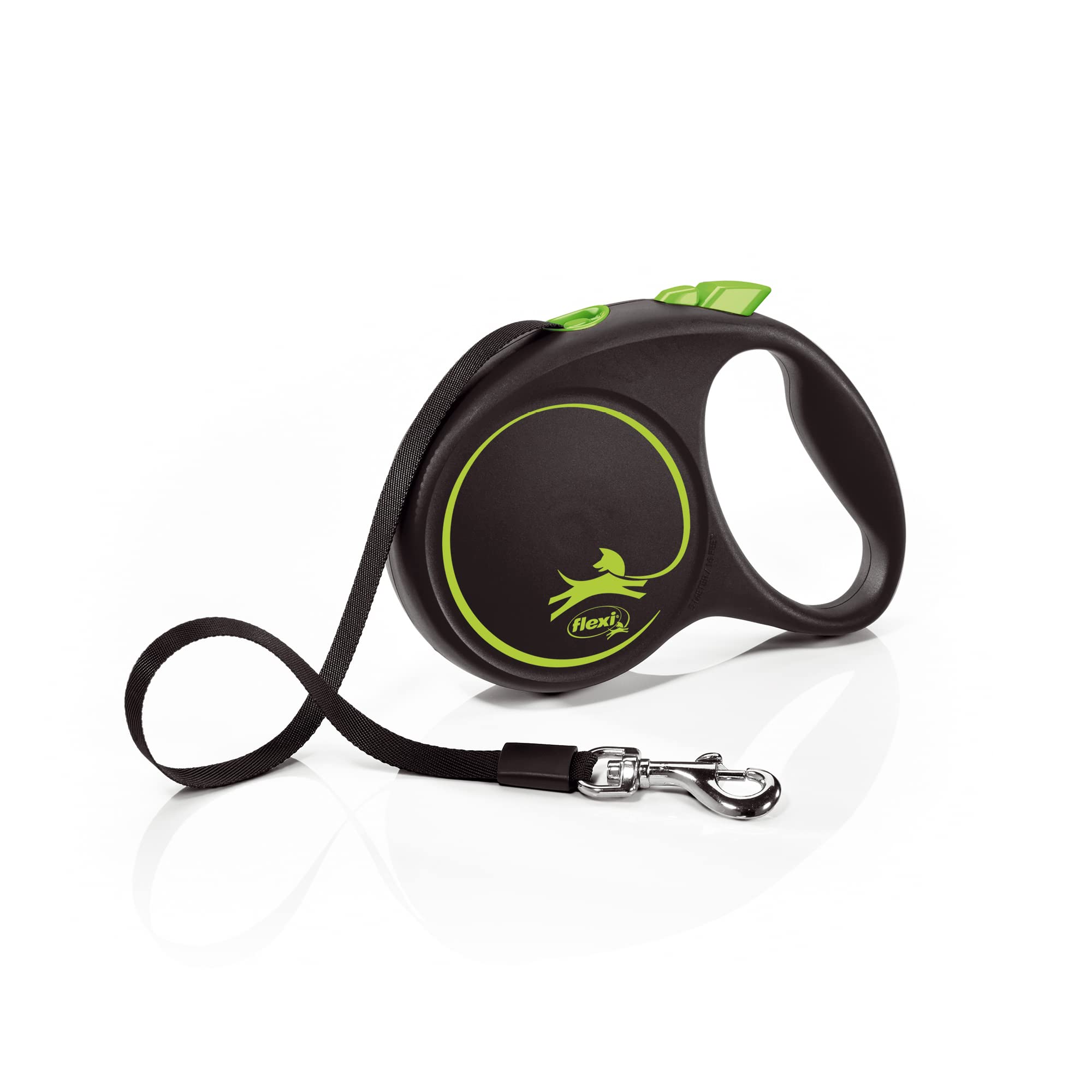 flexi Black Design M Retractable Tape Leash - 5m Length for Dogs up to 25 kg