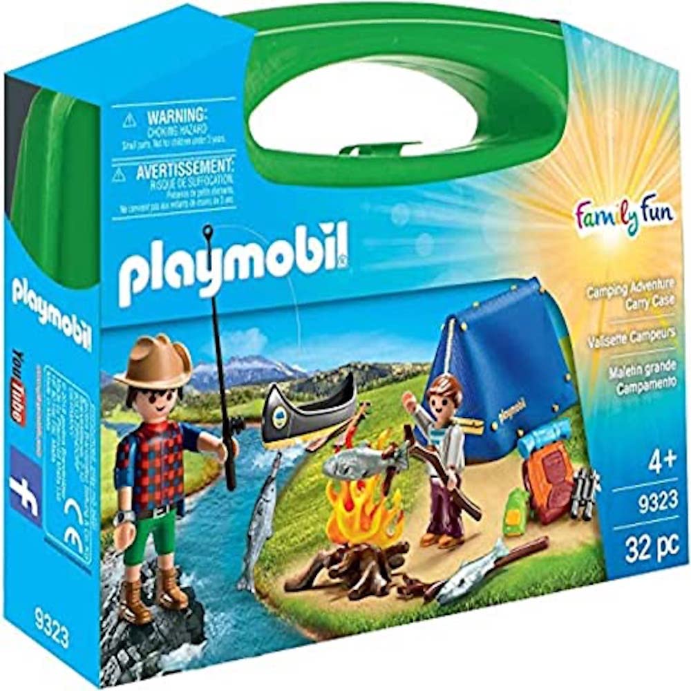 Playmobil 9323 Camping Carry Case Playset - Includes 2 Figures, Tent, Canoe | Ages 4+