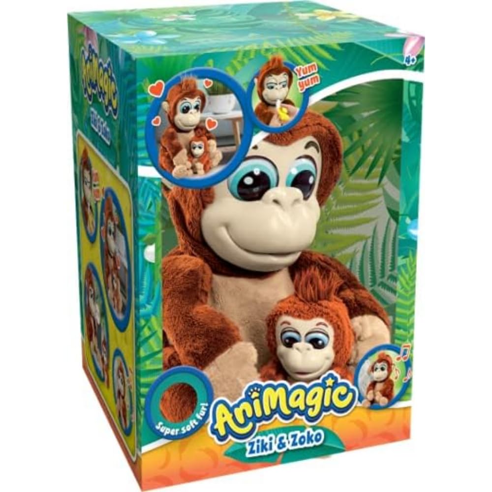 Animagic Ziki and Zoko Gorillas Interactive Mum & Baby Plush Toy | Ages 4+