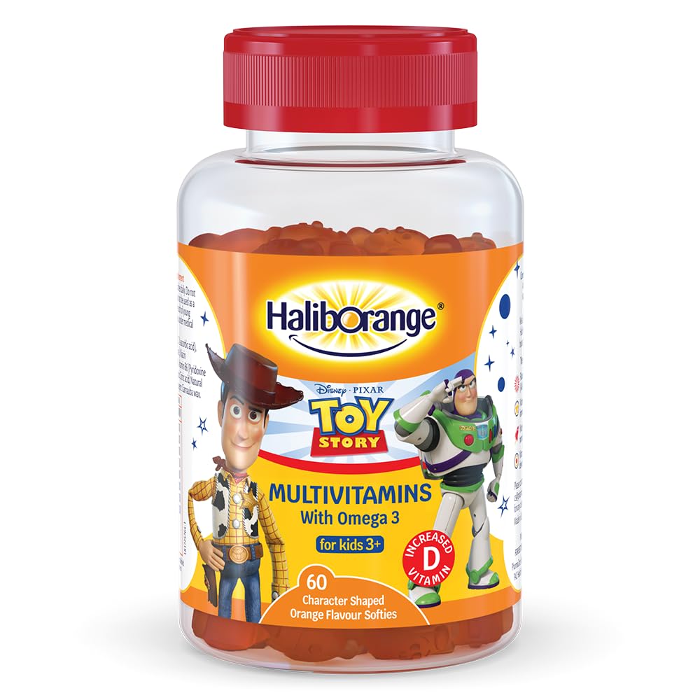 Haliborange Disney Pixar Toy Story Multivitamin & Omega-3 Softies for Kids | Orange Flavour | 60 Count